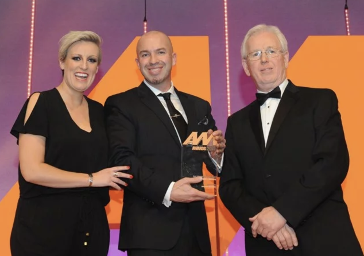 Going from left to right the people shown here are the awards host Steph McGovern, Devonshire Motors MD Nathan Tomlinson and Autoguard Warranties Director Richard Lailey.
